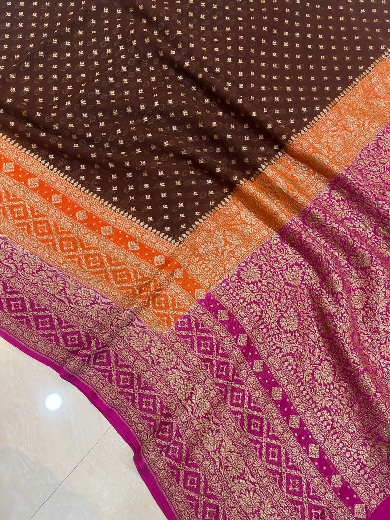 Khaddi Georgette Banarasi Saree -  Antique zari - The Handlooms