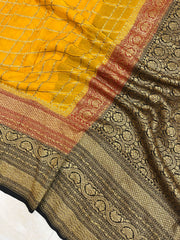 Khaddi Georgette Banarasi Saree -  Antique zari - The Handlooms
