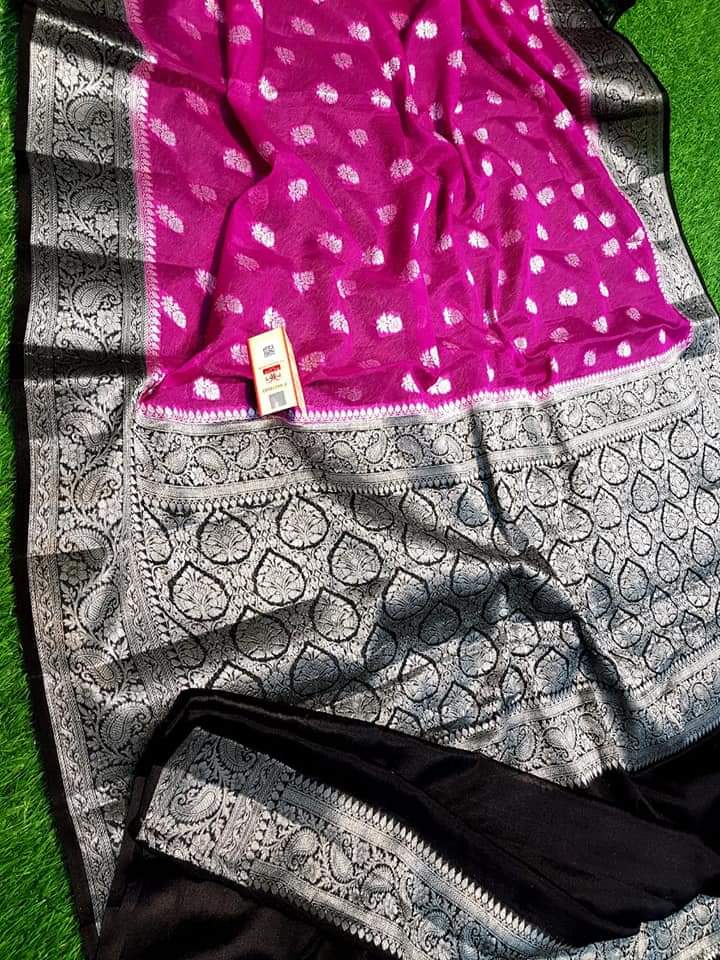 Pure chiffon khaddi banarasi saree - The Handlooms