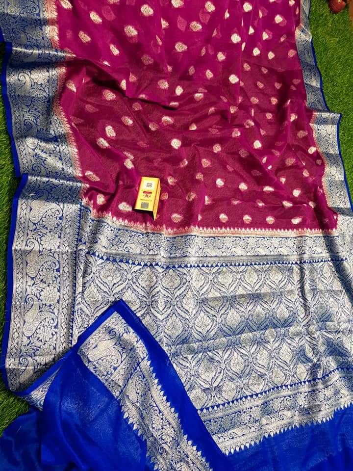 Pure chiffon khaddi banarasi saree - The Handlooms