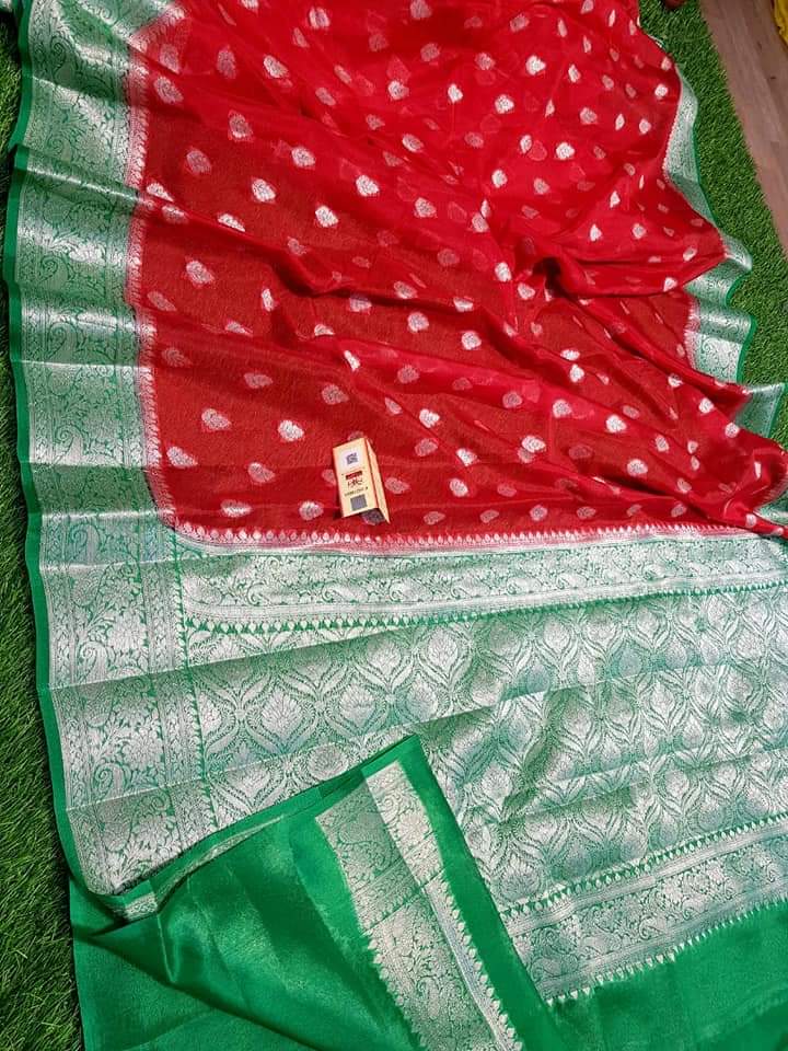 Pure chiffon khaddi banarasi saree - The Handlooms