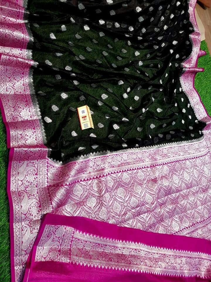 Pure chiffon khaddi banarasi saree - The Handlooms