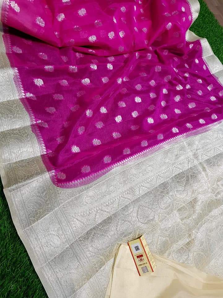 Pure chiffon khaddi banarasi saree - The Handlooms