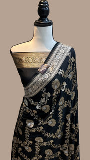 Pure Katan Silk Banarasi Handloom Saree - All over Jaal work - The Handlooms
