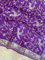 Pure Organza Chikankari Handloom Banarasi Saree - The Handlooms