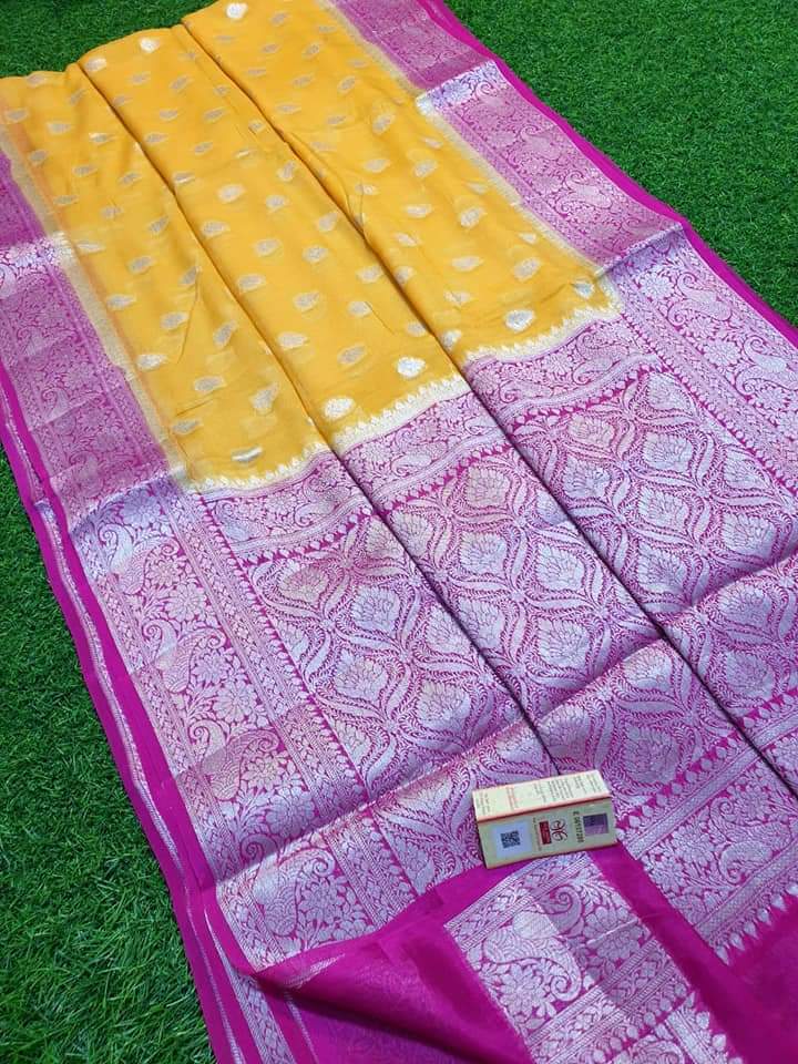 Pure chiffon khaddi banarasi saree - The Handlooms