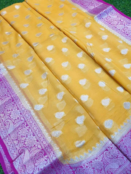 Pure chiffon khaddi banarasi saree - The Handlooms