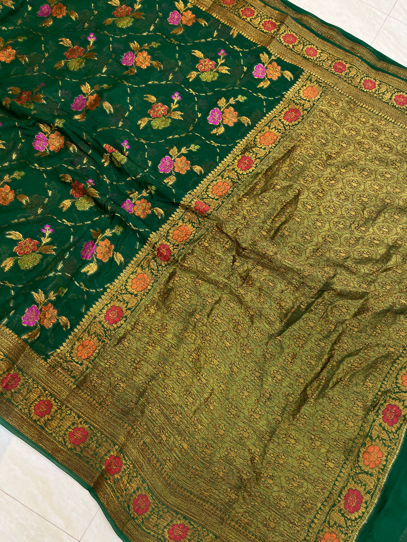 Pure Chiffon Khaddi Banarasi Saree - The Handlooms