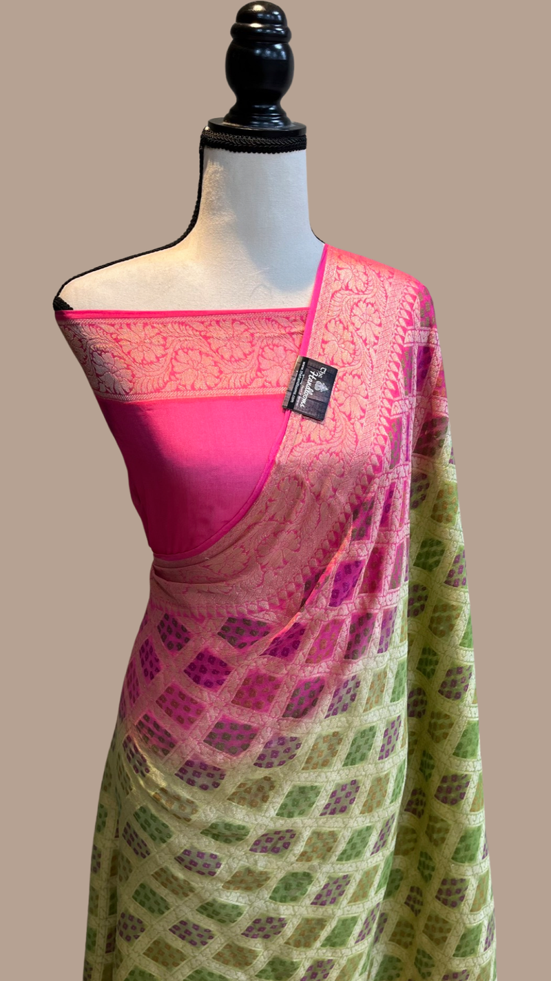 Pure Chiffon Khaddi Banarasi Saree - The Handlooms