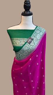 Pink Pure Georgette Banarasi Saree - The Handlooms