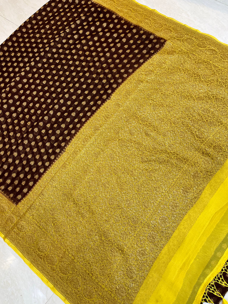 Khaddi Georgette Banarasi Saree -  Antique zari - The Handlooms