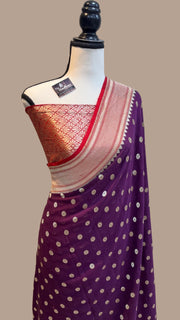 Khaddi Georgette Handloom Banarasi Saree - All over Jaal Work with meenakari - The Handlooms
