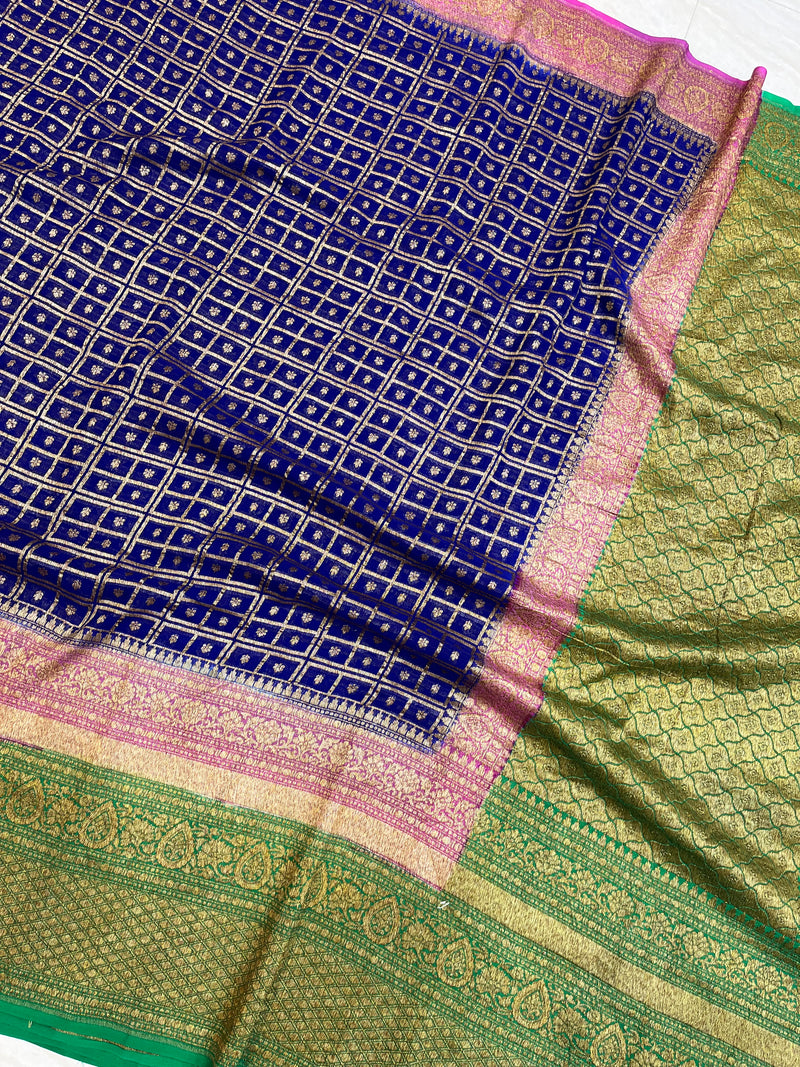 Khaddi Georgette Banarasi Saree -  Antique zari - The Handlooms