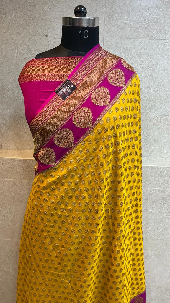 Khaddi Georgette Banarasi Saree -  Antique zari - The Handlooms