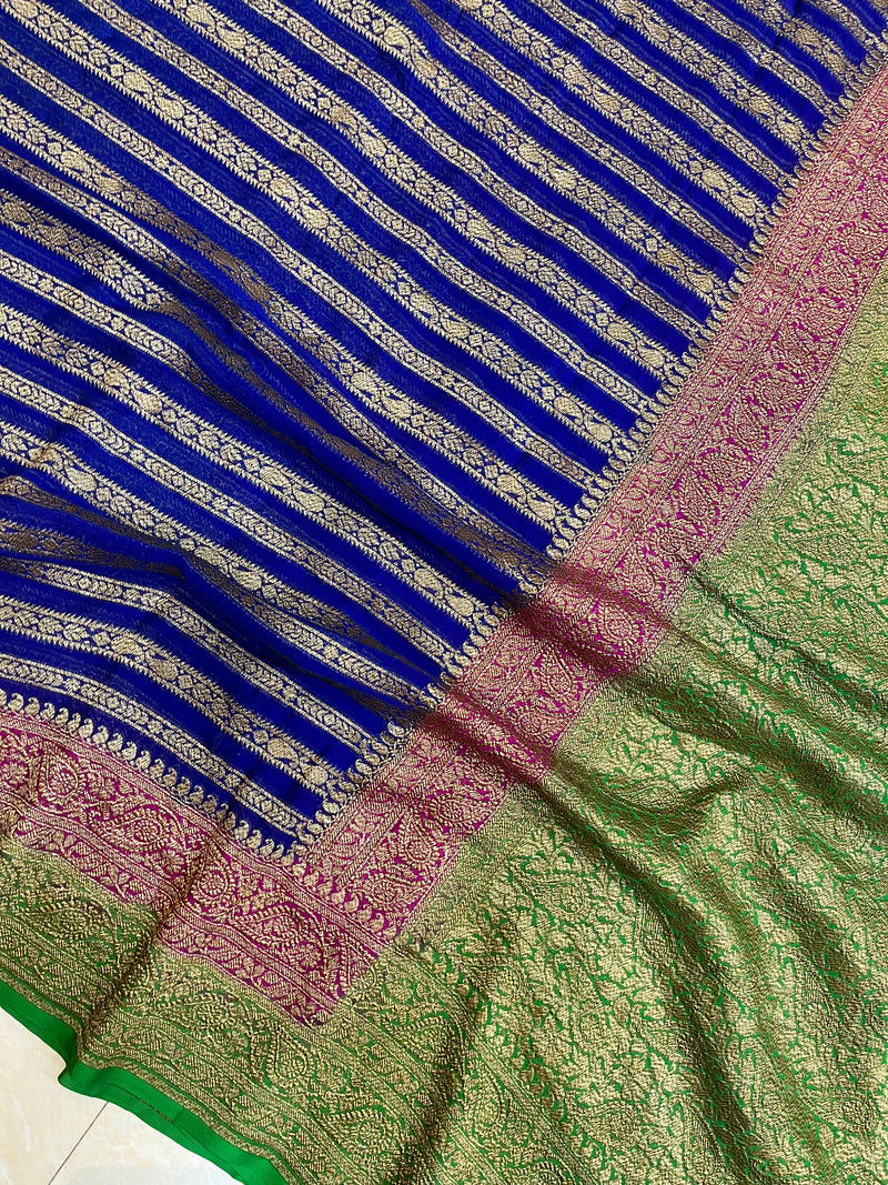 Khaddi Georgette Banarasi Saree -  Antique zari - The Handlooms