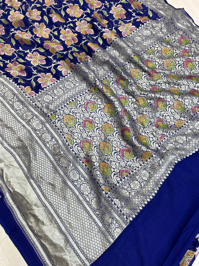 Khaddi Georgette Handloom Banarasi Saree - The Handlooms