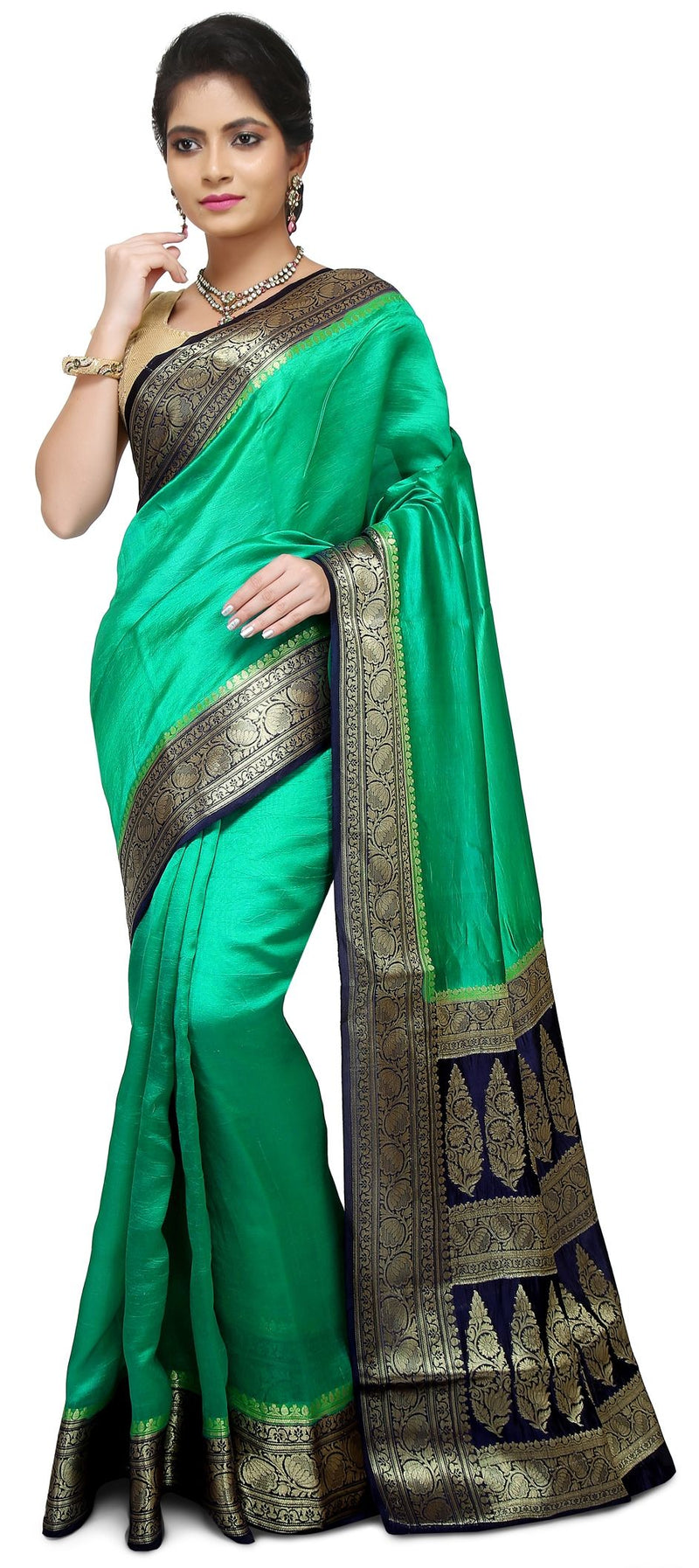 Pure Dupion Silk Banarasi Saree - The Handlooms