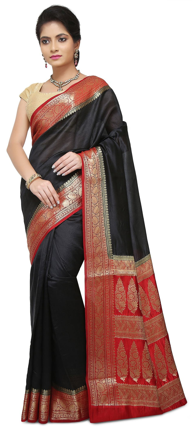 Pure Dupion Silk Banarasi Saree - The Handlooms