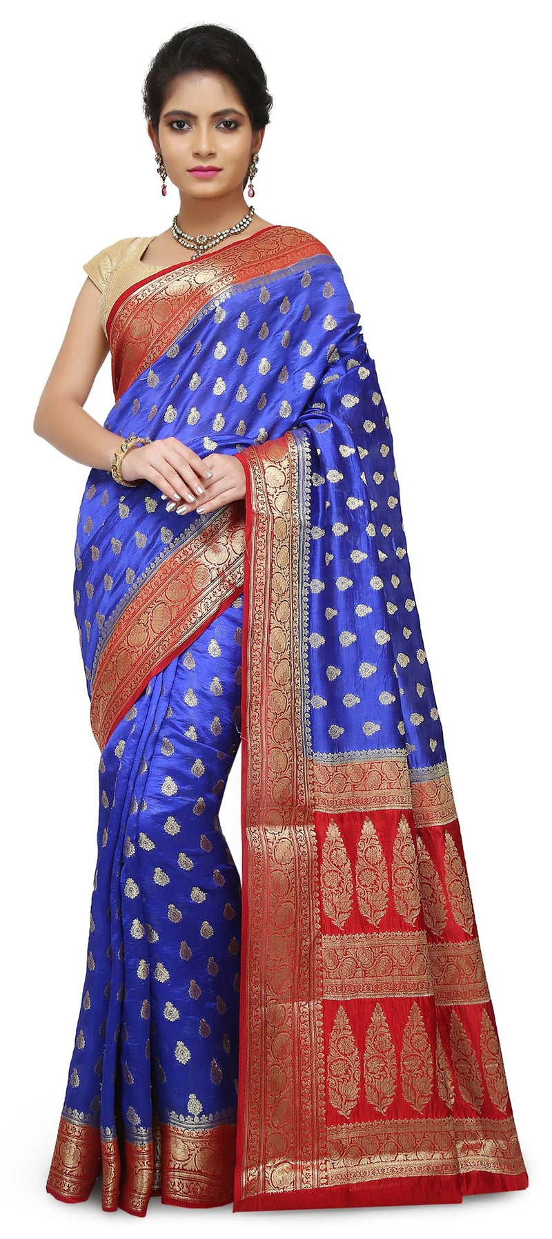Pure Dupion Silk Banarasi Saree - Gold Zari - The Handlooms