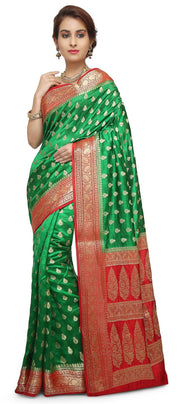 Pure Dupion Silk Banarasi Saree - Gold Zari - The Handlooms