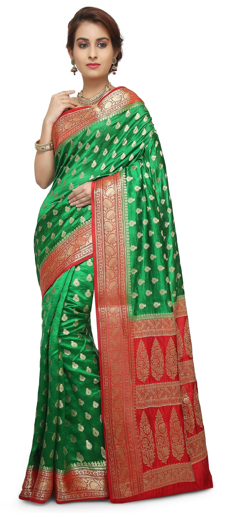 Pure Dupion Silk Banarasi Saree - Gold Zari - The Handlooms