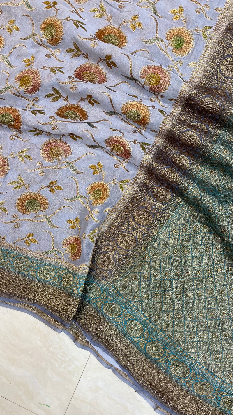 Khaddi Georgette Banarasi Saree -  Antique zari - The Handlooms