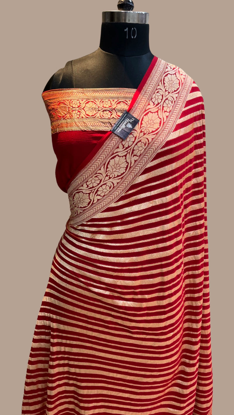 Khaddi Georgette Banarasi Saree -  Gold zari - The Handlooms