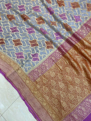 Khaddi Georgette Handloom Banarasi Saree - Gold Zari - The Handlooms