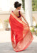 Red Pure linen Banarasi Saree - The Handlooms