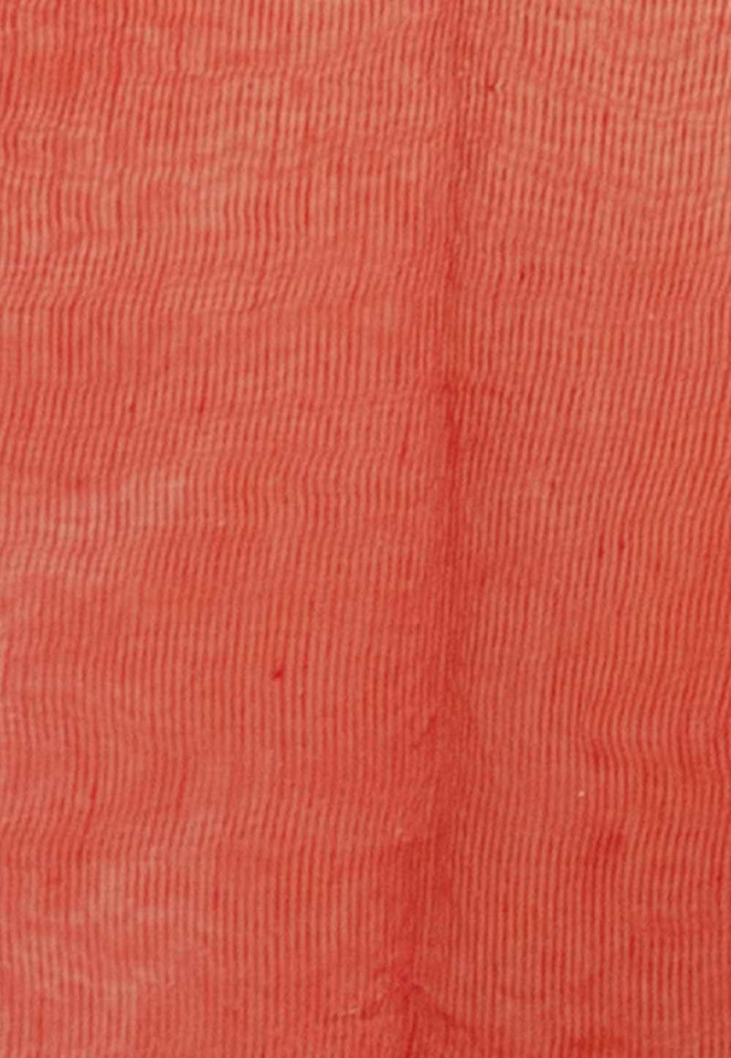 Red Pure linen Banarasi Saree - The Handlooms
