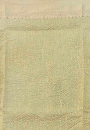 Light Lemon Yellow Pure linen Banarasi Saree - The Handlooms