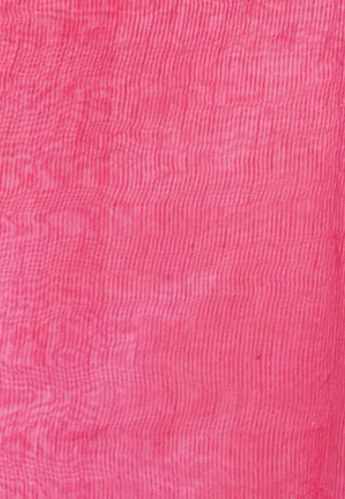 Hot Pink Pure linen Banarasi Saree - The Handlooms