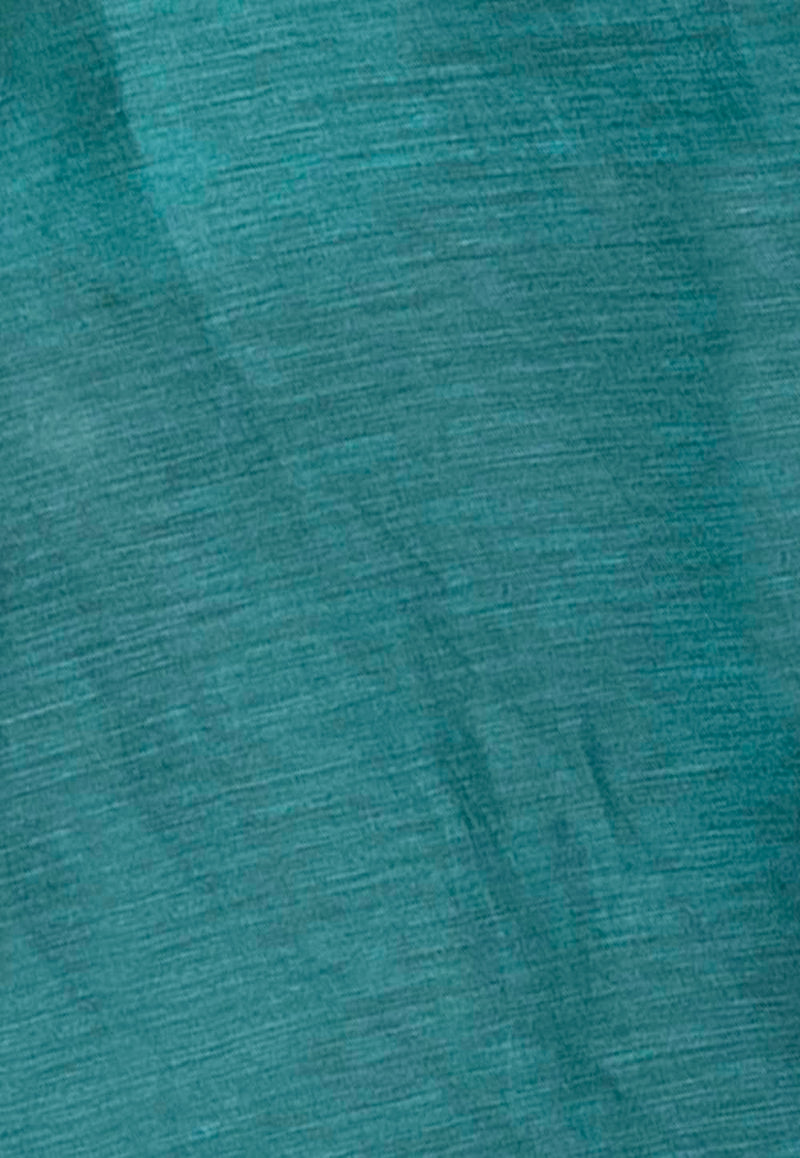 Teal Green Pure linen Banarasi Saree - The Handlooms