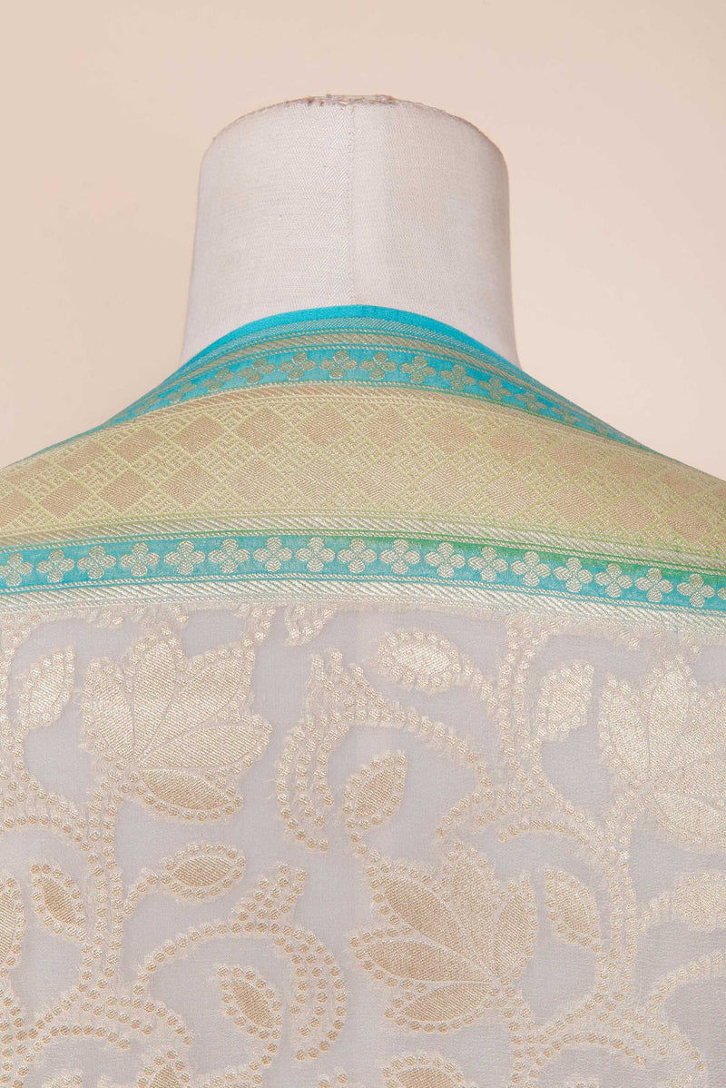 Pure Khaddi Georgette Dupatta - water zari - The Handlooms