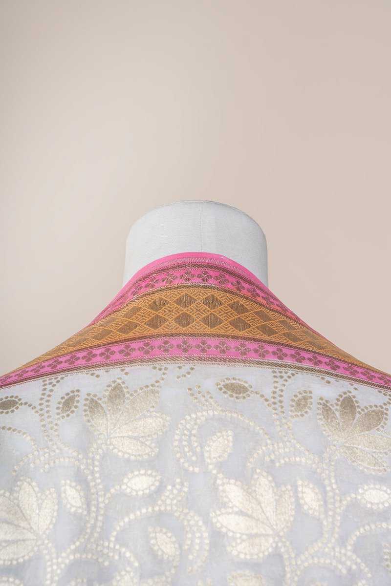 Pure Khaddi Georgette Dupatta - water zari - The Handlooms