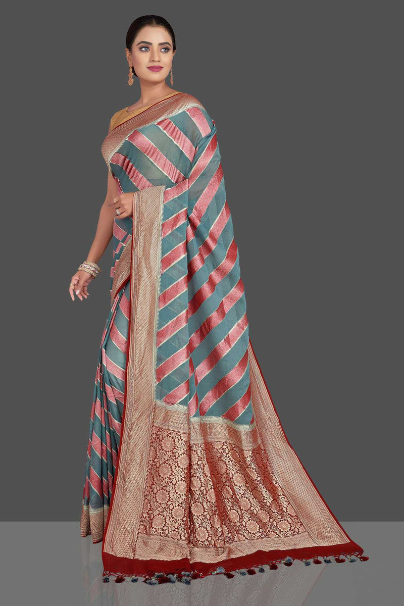 Khaddi Georgette Handloom Banarasi Saree - The Handlooms