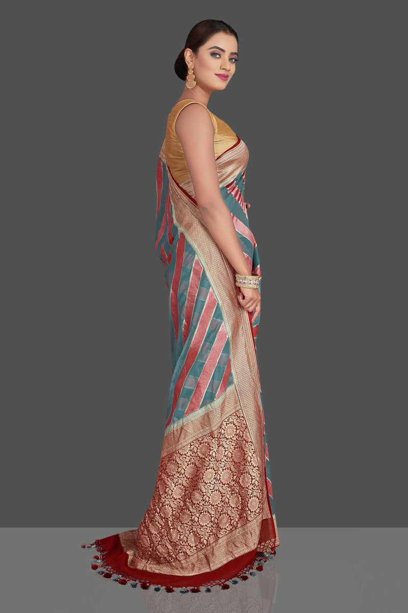 Khaddi Georgette Handloom Banarasi Saree - The Handlooms