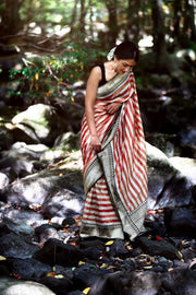 Pure Tissue Reshmi zari Stripe Banarasi Saree - The Handlooms