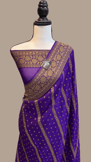 Khaddi Georgette Banarasi Saree -  Antique zari - The Handlooms