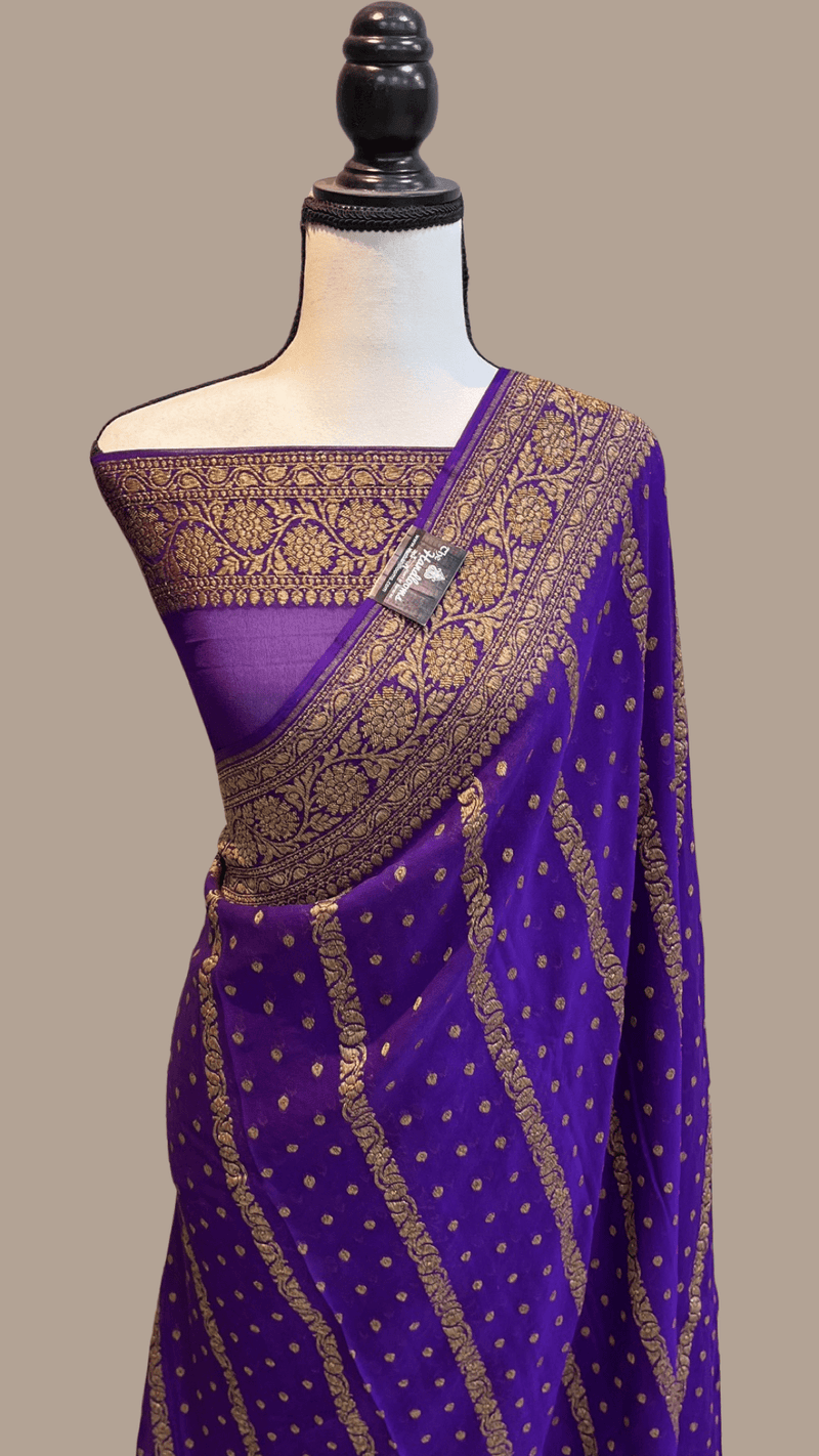 Khaddi Georgette Banarasi Saree -  Antique zari - The Handlooms