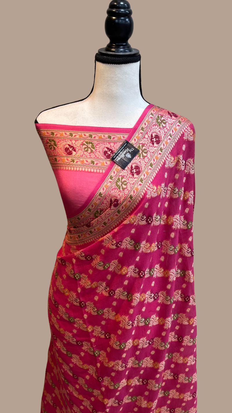 Pure Chiffon Khaddi Banarasi Saree - The Handlooms