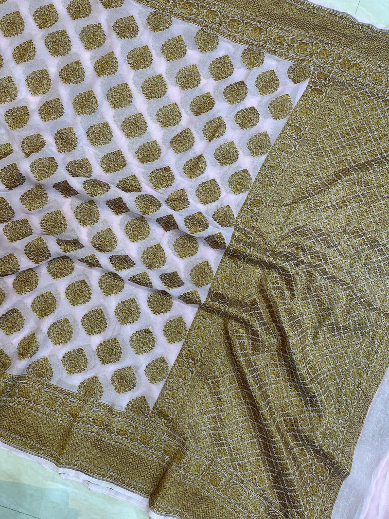 Khaddi Georgette Banarasi Saree -  Antique zari - The Handlooms