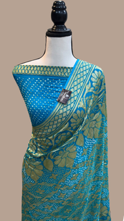 Pure Georgette Banarasi Bandhej Handloom Saree - The Handlooms