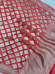 Pure Khaddi Georgette Dupatta - water zari - The Handlooms