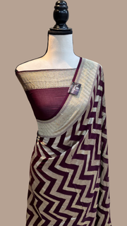 Brown Khaddi Georgette Handloom Banarasi Saree - The Handlooms