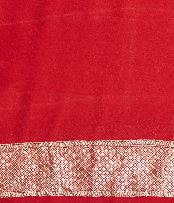Red Khaddi Georgette Banarasi Saree -  Gold zari