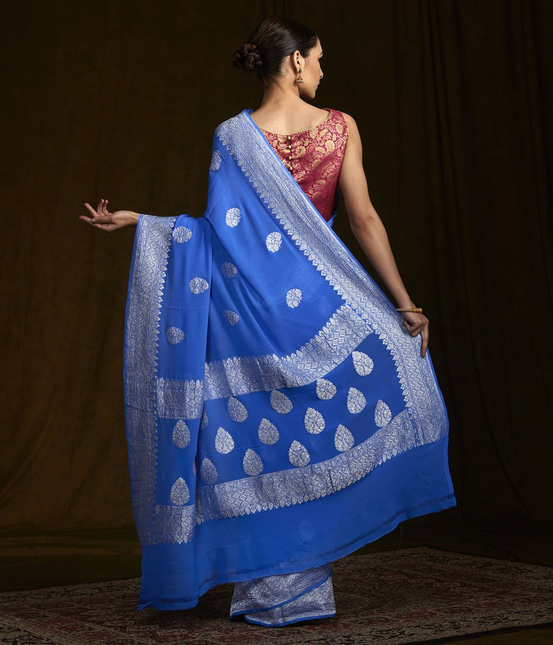 Pure Georgette Banarasi Handloom Saree - The Handlooms