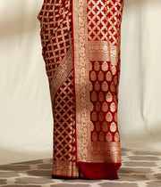 Khaddi Georgette Handloom Banarasi Saree - Gold Zari - The Handlooms