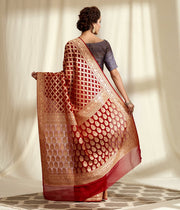 Khaddi Georgette Handloom Banarasi Saree - Gold Zari - The Handlooms