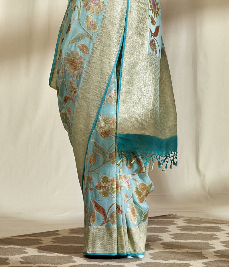 Khaddi Georgette Handloom Banarasi Saree - The Handlooms